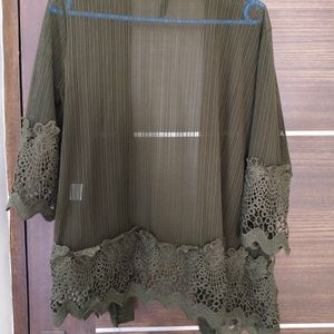 Olive Colored Laced Shrug