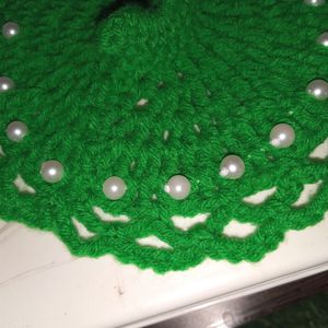 Green Handmade Crochet Ladoo Dress☘️