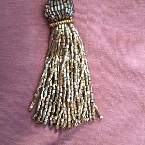 Long Golden Sequin Tassel Earrings