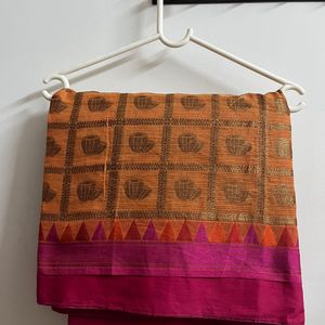 Traditional Orange And Pick Combination Saree