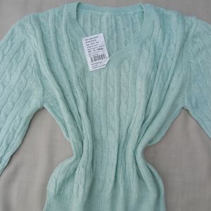 New Sea Green Korean Wool Crop Sweater