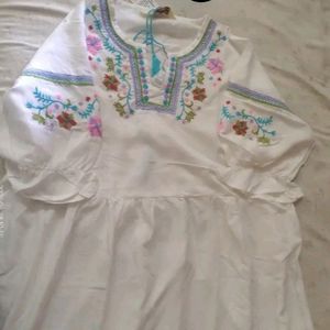 Beautiful Off White Embroidery Dress For Women