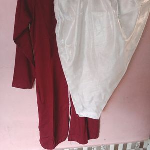 🆕Maroon Colour Kurta With White Samosa Salwar