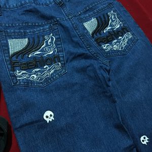 🌷Unisex Custom Skull Jeans ☠️