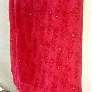 Rose Pink Georgette Saree With Bindi Work