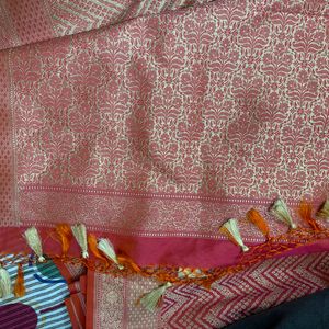 Rani Pink Banarasi Saree With Blouse