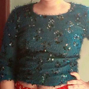 Partywear Sequin Crop Top