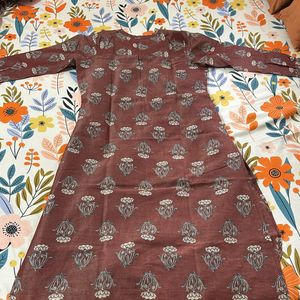 Brown Cotton Silk Kurti