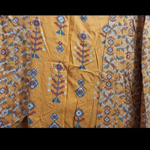 Mustard A LINE KURTA with Mock Koti