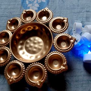 Diwali Decor Thali With A Box Of Diya