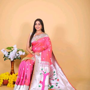 *Paithani silk saree with zari weaving work*