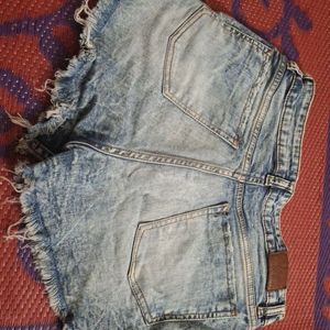 Denim Ribbed Shorts