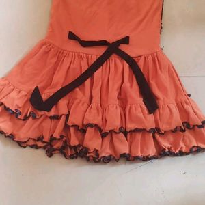 cute detail orange frock for kids