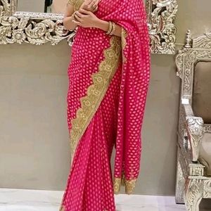 Pure Banarasi Khaddi Heavey Golden Border Saree