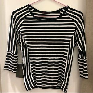 Women Stripped Top With Flare Sleeves