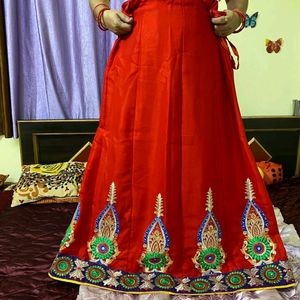 Red Green Lahnga Choli