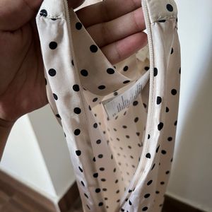 H&M Satin, Polka Dot Long Skirt With Slits