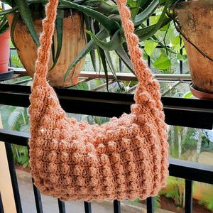 Beige Popcorn Handbag