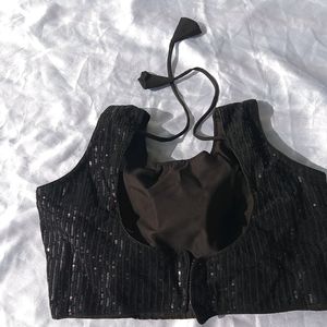 Black Sequin  Padded Blouse