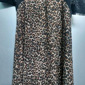 Chetah Print Knee Length Dress L Size