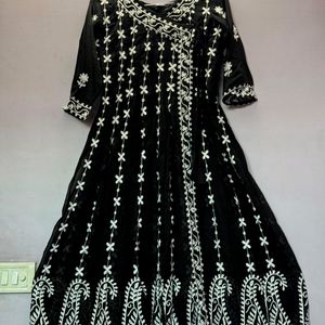 Black Georgette Chikankari Anarkali Kurta