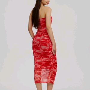 Red Draped Bodycon Dress