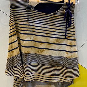 Brown- Blue Striped Top