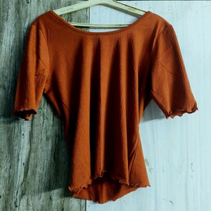 brown Crop Fancy Top