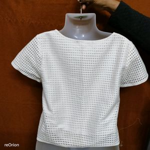 6)  White Net Top