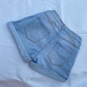 H&M Folded Trendy Pinterest Blue Denim Shorts