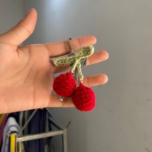 Crochet Cherry KeyChain