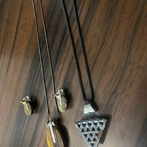 Wooden Neck Chain With Earrings