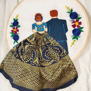 Couples Embroidered Wooden Hoop