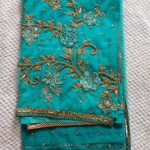 Beautiful Sea Green 💚 Saree With Blause