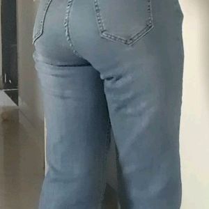 Blue Ankle Length Double Button Jeans