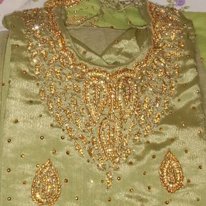 Mehndi Color Heavy Work Suit