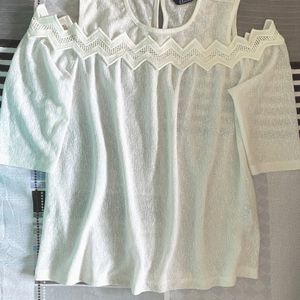 Sheer White Shoulder Cut Top