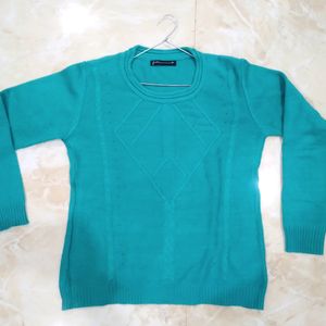 Sea Green Woolen Sweatshirt Top