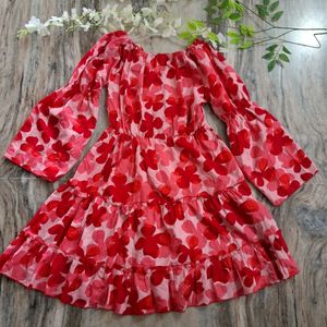 Beautiful Floral Designer Red Dress❤️👗