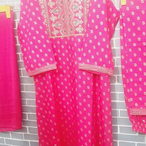 Kurta Pant Set Pink Rose Color