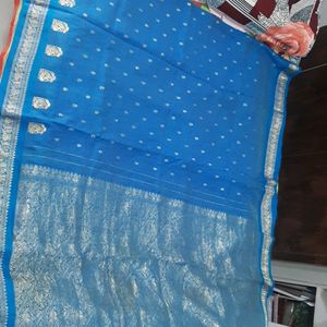 Sky Blue Pure Pattu Saree With Pur Zari