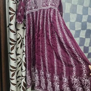 Here&Now Purple Chikankari Kurta