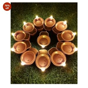 LED Water Sensor Diya For Diwali WARM YELLOW LIGHT