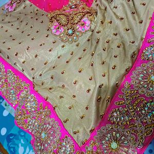 Heavy Work Pink Shimmery Saree...🔥