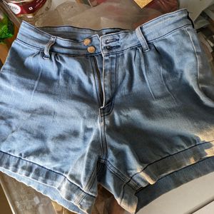 Cotton Denim Blue Shorts