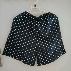 Women Black And White Polka Dot Printed Night Suit