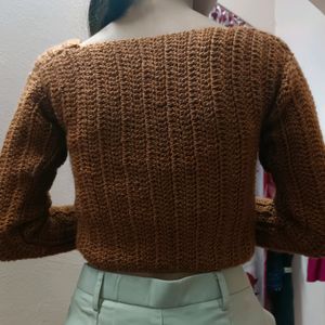 womens brown crochet top