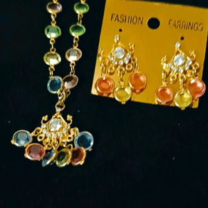 Colourful  Necklace And Earrings