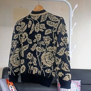 Rose Print Double Thick Sweater