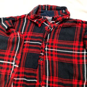 Trendy Crop Checked Shirt With Side Knot